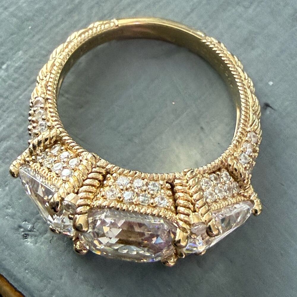 Judith Ripka 925 Sterling Silver 14K Gold Clad Ring Size 10 NEW - Picture 3 of 9